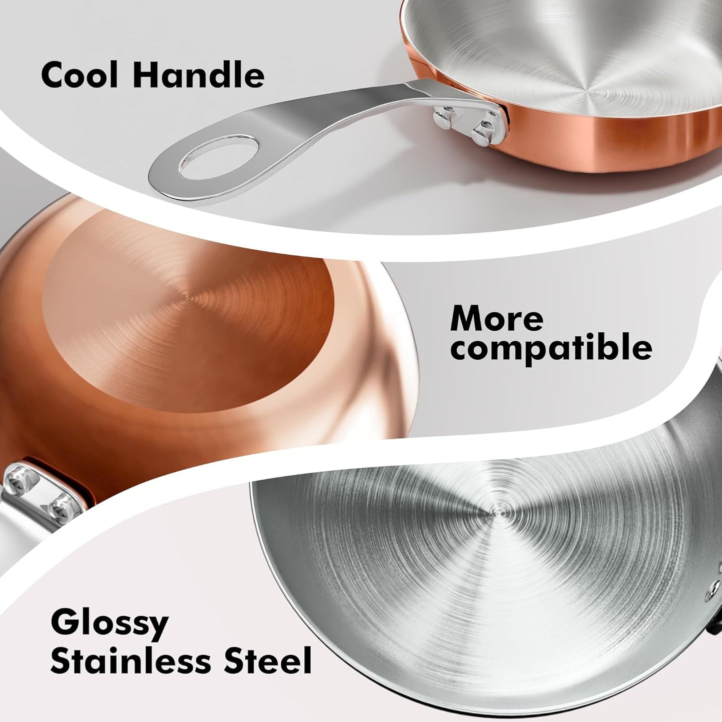 Macevia Mini Sauce Pan,Copper Stainless Steel Butter Warmer Small Pot with Handle, Multipurpose Use for Home Kitchen or Restaurant (0.12 Quart/4 Inch)