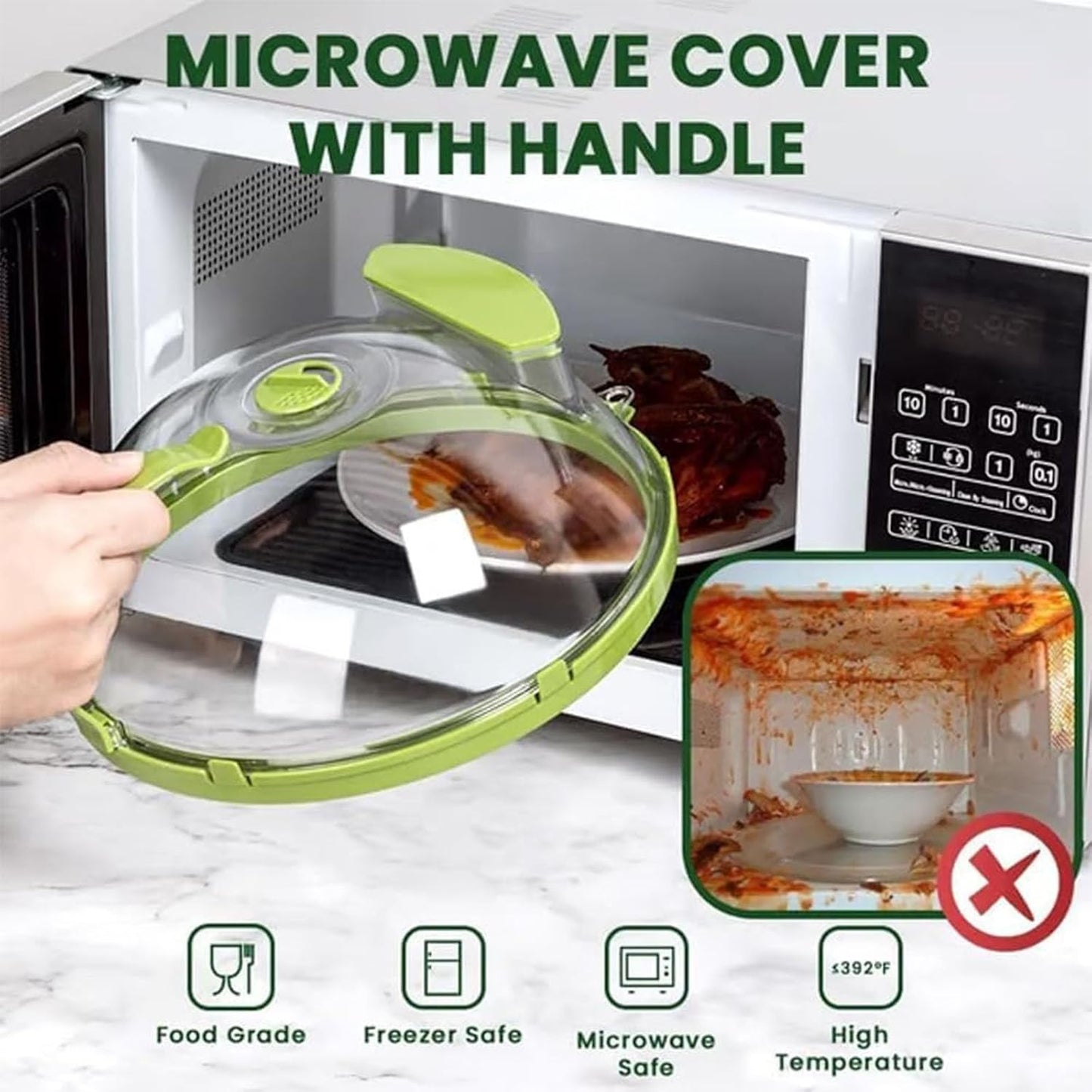 Steam And Reheat Microwave Cover, Microwave Splatter Cover, 2-In-1glass Microwave Cover For Food, Adjustable Steam Hole, Food Water Storage Box, Splash-Proof Design For Cooking (C)