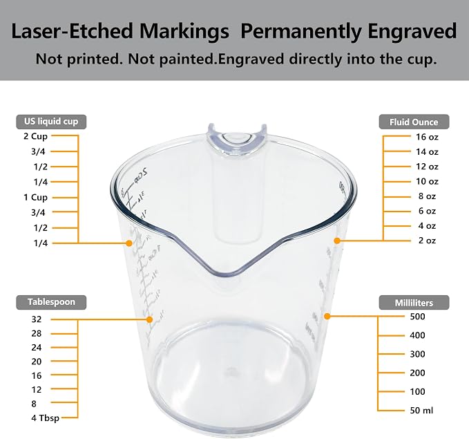 1 Cup Measuring Cup, Laser-Etched oz/cup/mL/Tbsp, Small Plastic Measuring Cup - Image 6