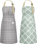 NLUS 2 Pack Kitchen Cooking Aprons, Adjustable Bib Waterproof Chef Apron by NLUS