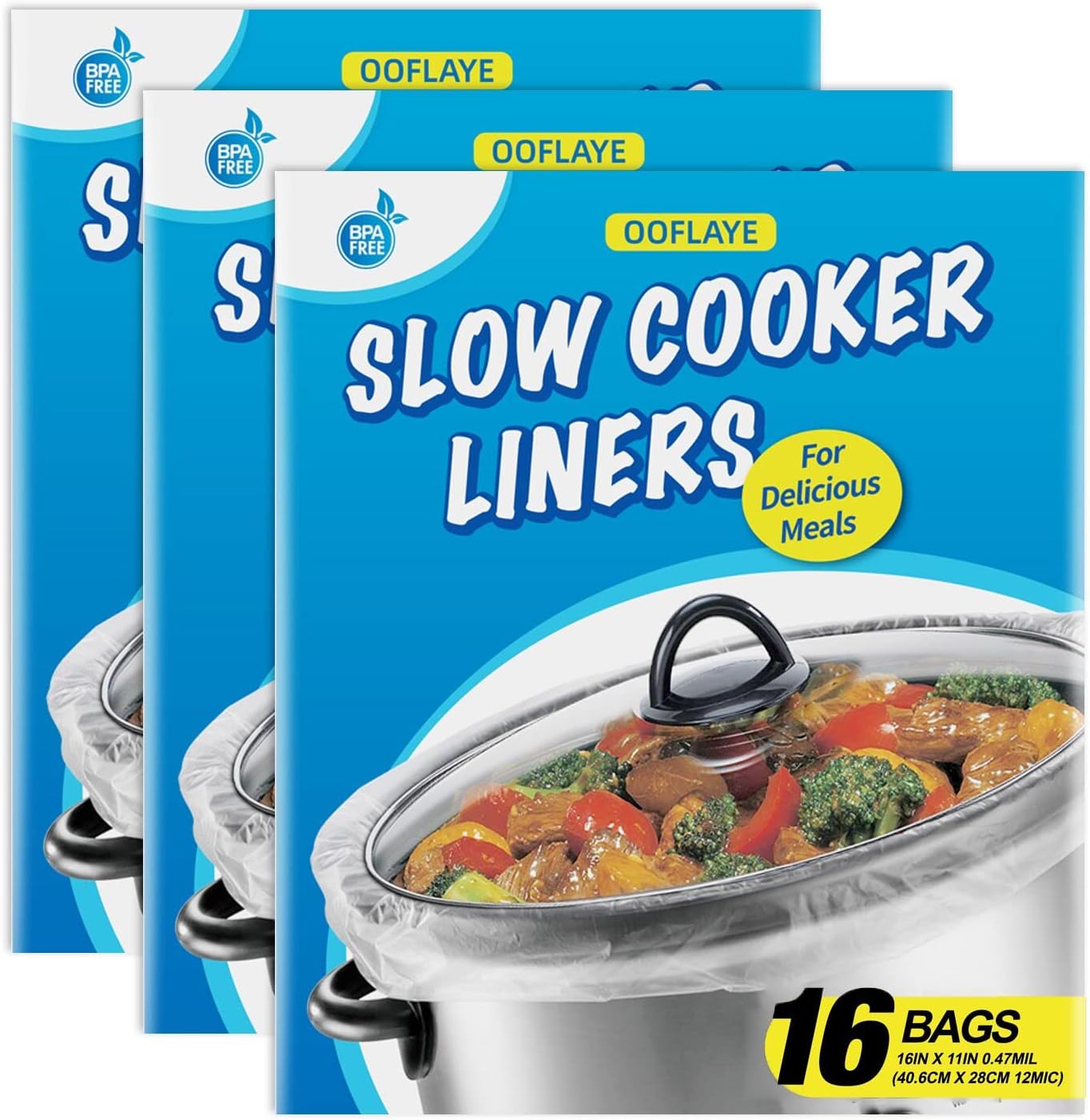48 Bags Slow Cooker Liners, Disposable, Plastic, White, Self Seal, BPA Free, 21 inches x 13 inches, 3 quarts (48)