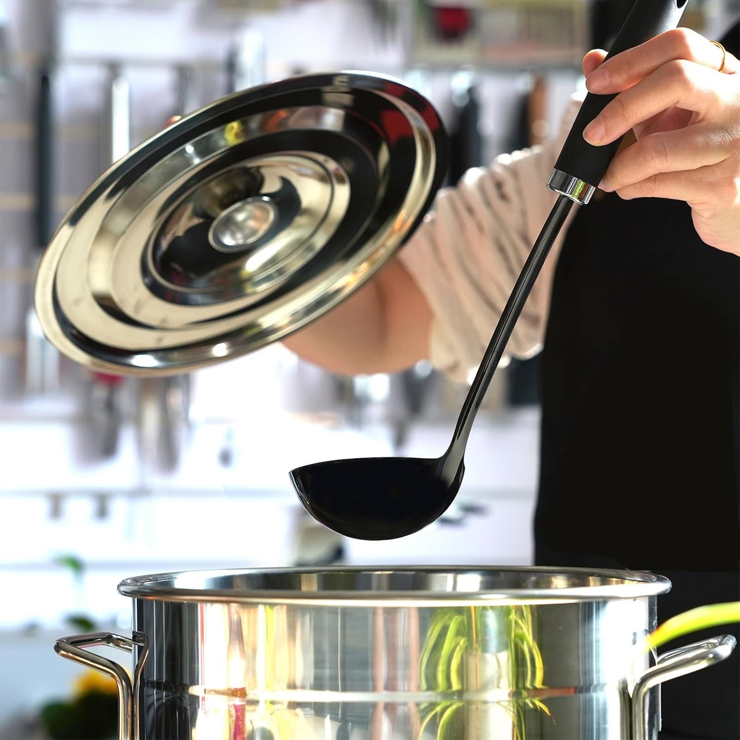 12 inch Soup Ladle, Stainless Steel Ladle Spoon, Soup Spoons with Comfortable Handle, Kitchen Utensil for Cooking, Metal Kitchen Accessories