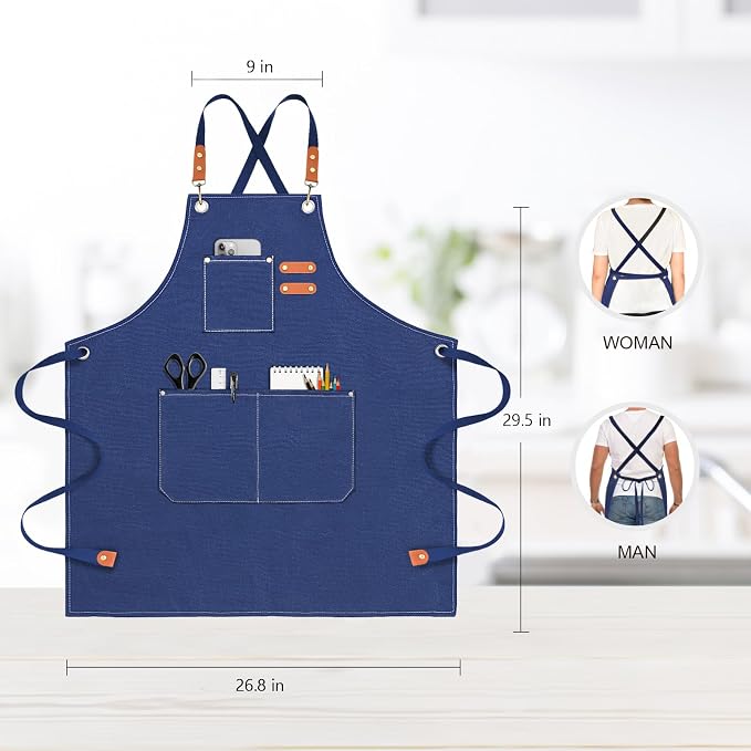 OUNLEN Chef Apron for Men Women Canvas Aprons - Image 2