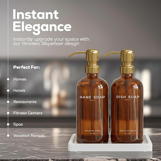 Luxury Glass Hand and Dish Soap Dispenser Set - Image 2
