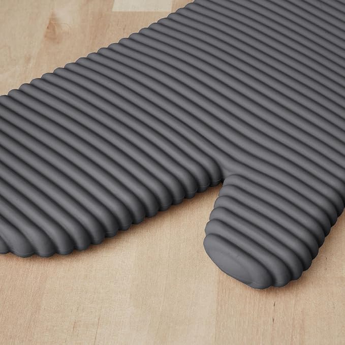 KITCHENAID Ribbed Soft Silicone Oven Mitt 2-Pack Set, Charcoal Grey - Image 4