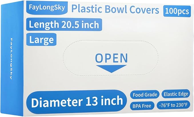 100 Boxed Bowl Covers Bread Proofing Large Plastic Wrap by FAYLONGSKY