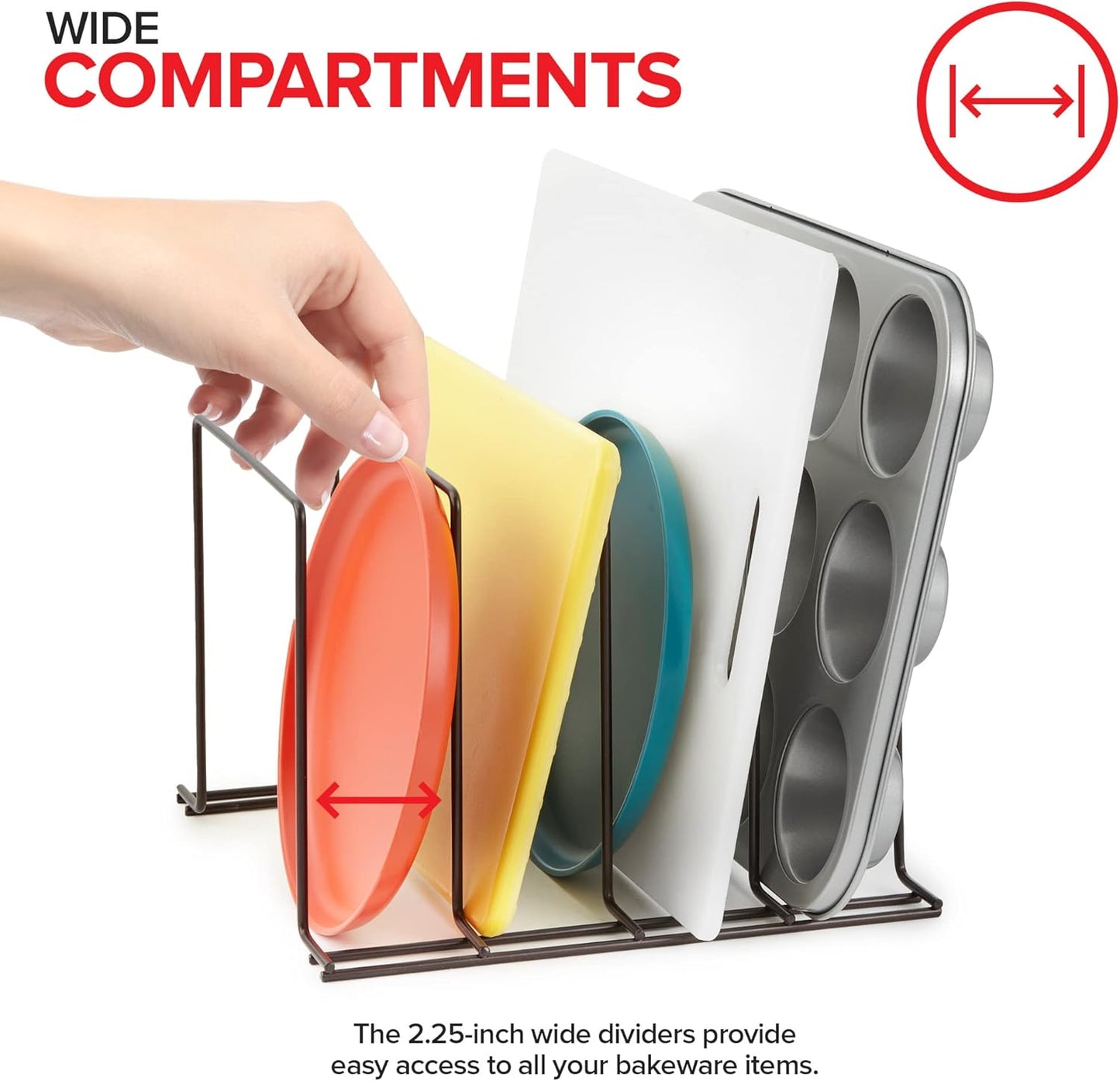 Stock Your Home Bronze (2 Pack) Steel Baking Pan Organizer Rack for Cabinet or Counter, Holder for Kitchen Cutting Boards, Pot Lids, or Cookie Sheets - Rust Proof Wire, Drying Storage