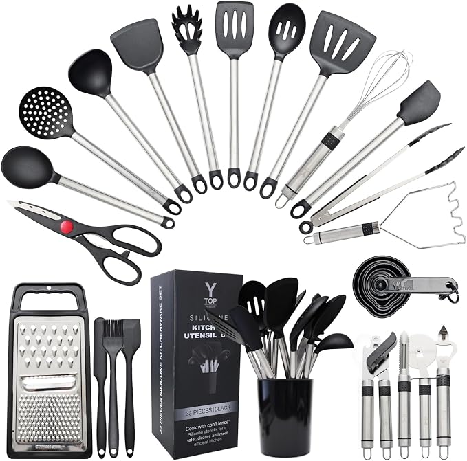 Silicone Kitchen Utensils Set 33 PCS Heat Resistant Food Grade Silicone by Unknown