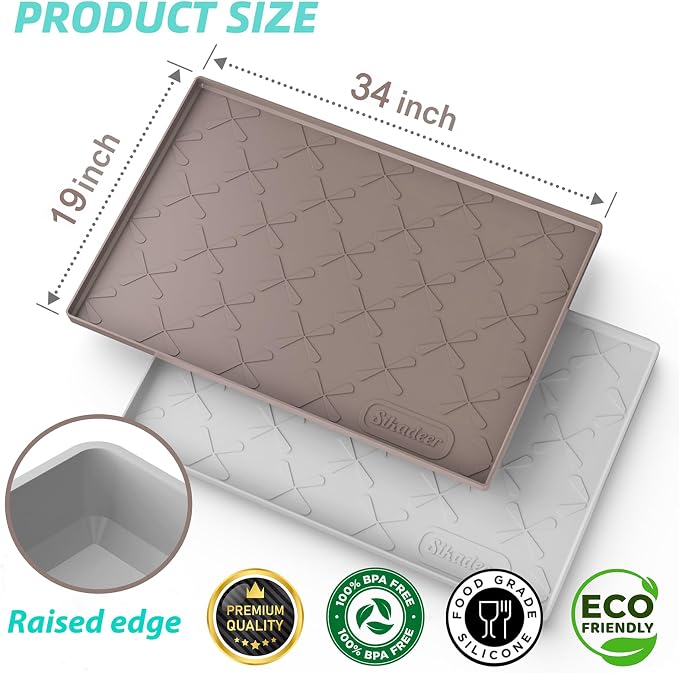 SIKADEER Under Sink Mat Waterproof 34" x 19", Silicone Mat Kitchen Drawer Shelf - Image 3