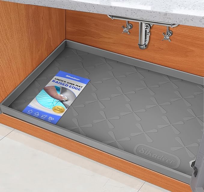 SIKADEER 31" x 22" Under Sink Mat Waterproof, Silicone Mat Kitchen Drawer Shelf by SIKADEER