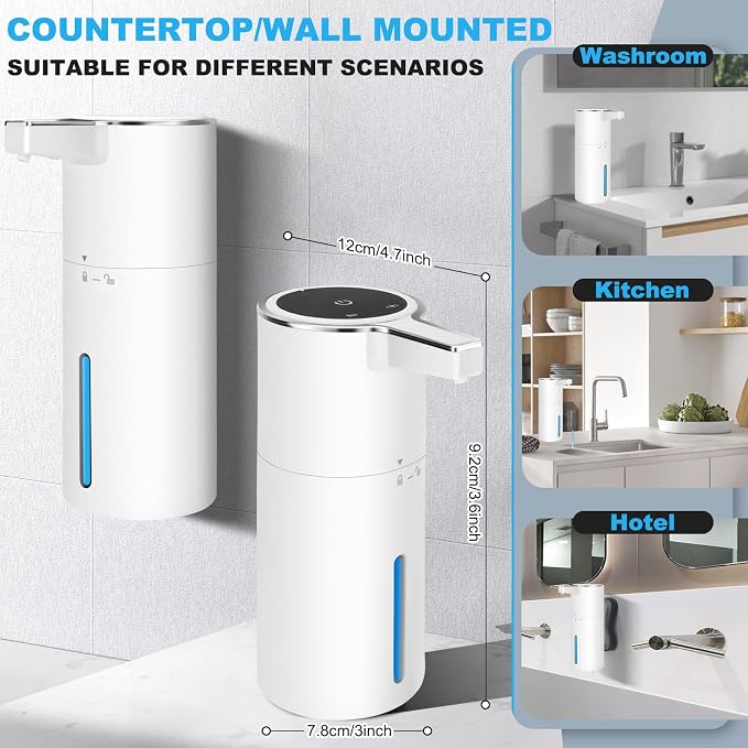 2 Pack Automatic Soap Dispenser: 13.52oz/400ml Wall Touchless Liquid - Image 6