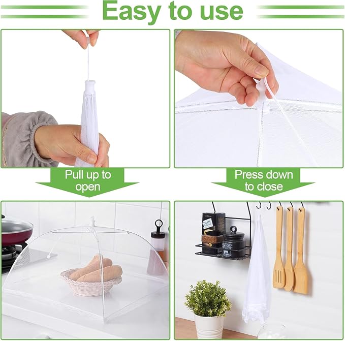 4 Pack Mesh Food Covers 14 inch, Large and Tall Food Covers, Pop-Up Mesh Food - Image 4