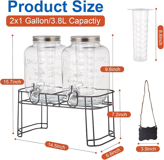 1 Gallon Glass Drink Dispensers - Image 6
