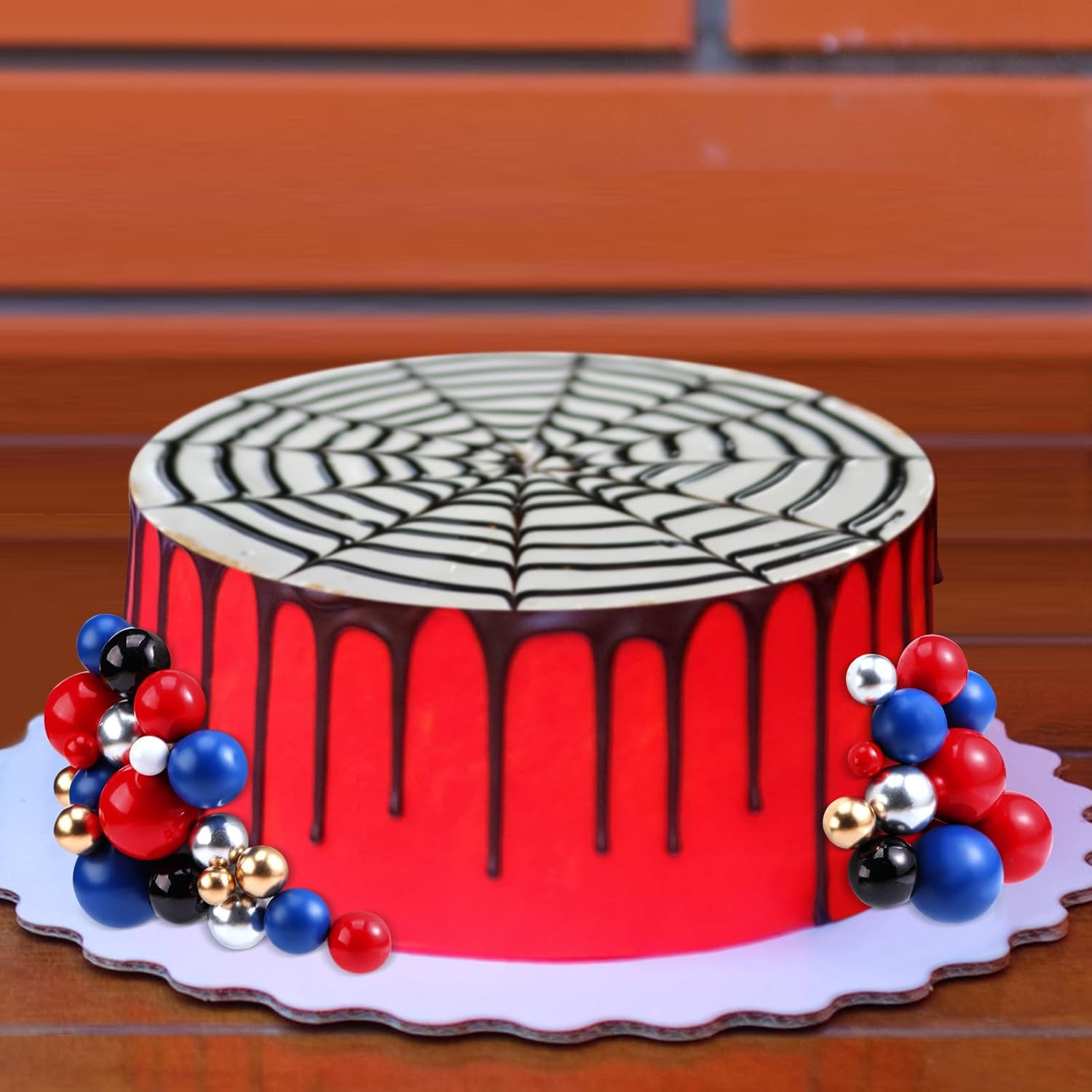108 Pcs Balls Cake Topper DIY Cupcake Insert Foam Balloons for Cake Baking Wedding Anniversary Birthday Decoration(Blue, Red, Black,Multi Sizes)