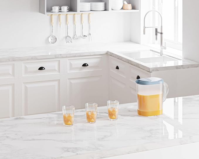 Tribello Pitcher with Lid 1 Gallon, Slim Clear Plastic Water Pitcher with - Image 7