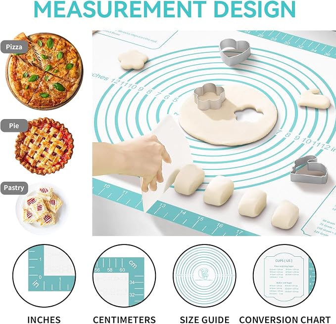 Non Stick Silicone Pastry Mat for Dough Rolling, Silicone Baking Mat - Image 4