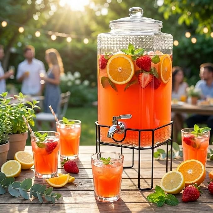 2 Gallon Glass Drink Dispenser, Drink Dispensers - Image 3