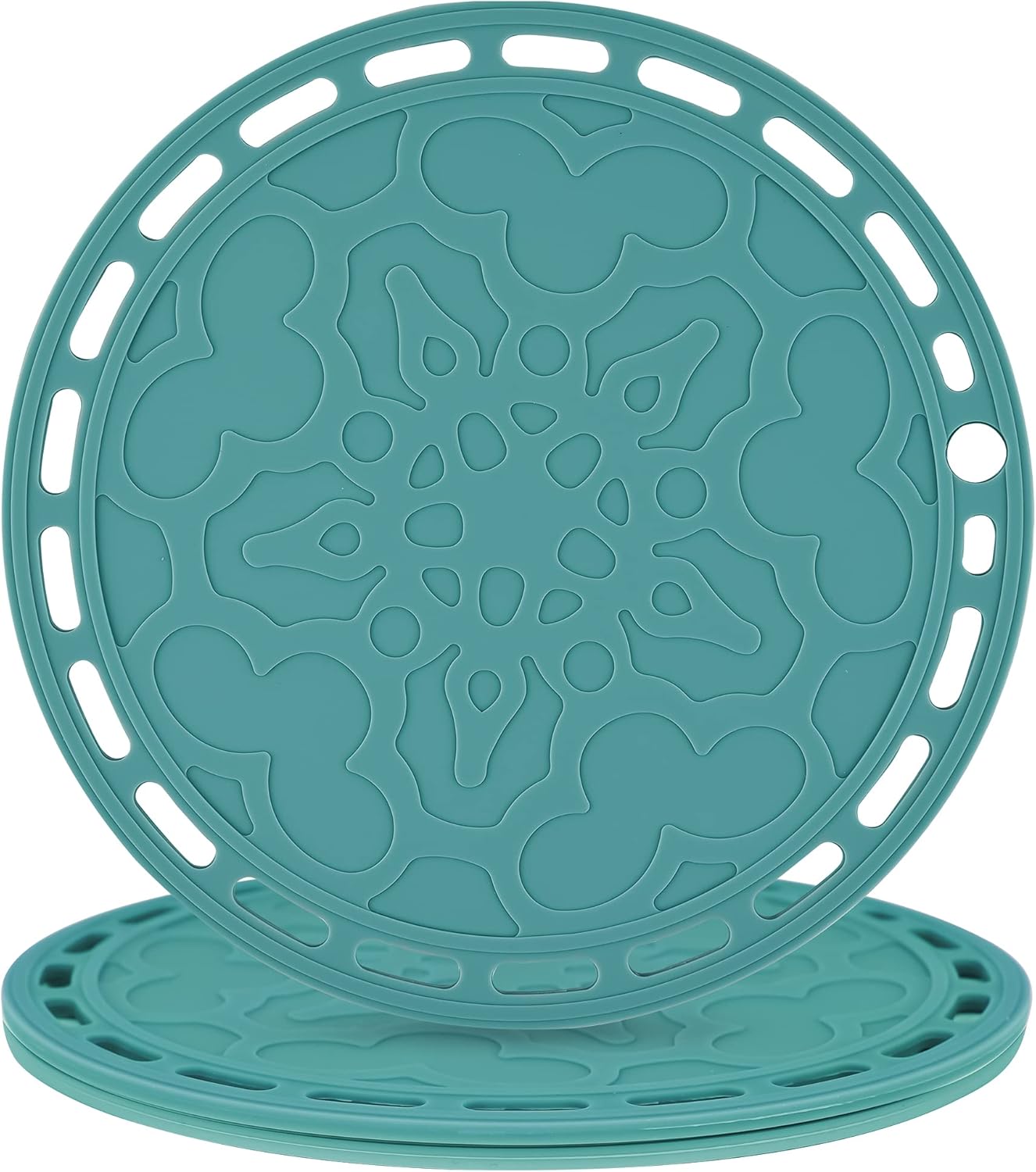 Smithcraft Trivets Mats for Hot Pots and Pans, Big Round Silicone Pot Holder Hot Pads for Hot Dishes, Mats for Countertops, Tables, Spoon Rest Small Place Mats Set of 3 (Teal)