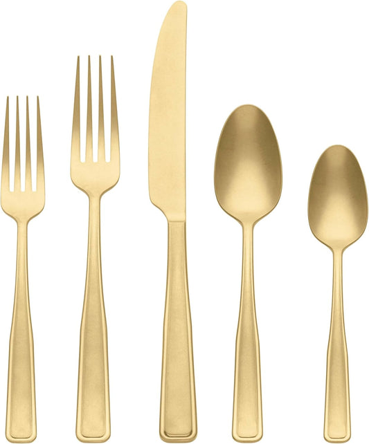 Oneida 896759 Reid Vintage Champagne Tumbled 20 Piece Flatware Set