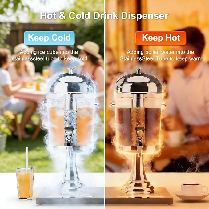 4.4 Gallon Iced Beverage Drink Dispenser, Stainless Steel Water Jar - Image 4