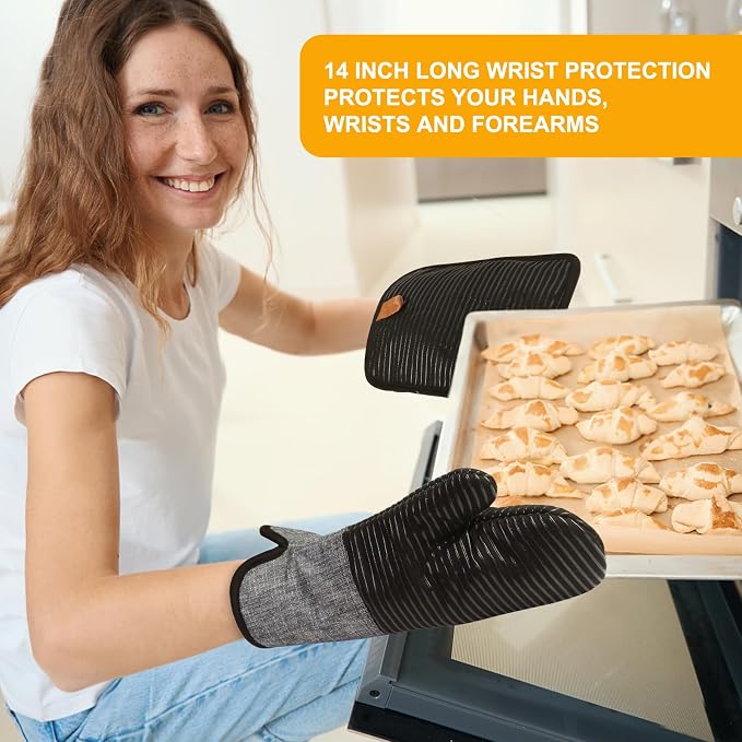 4PCS TIPTAP Oven Mitts, Kitchen Oven Mitts Set, Non Slip Cotton Oven Mitt and - Image 7