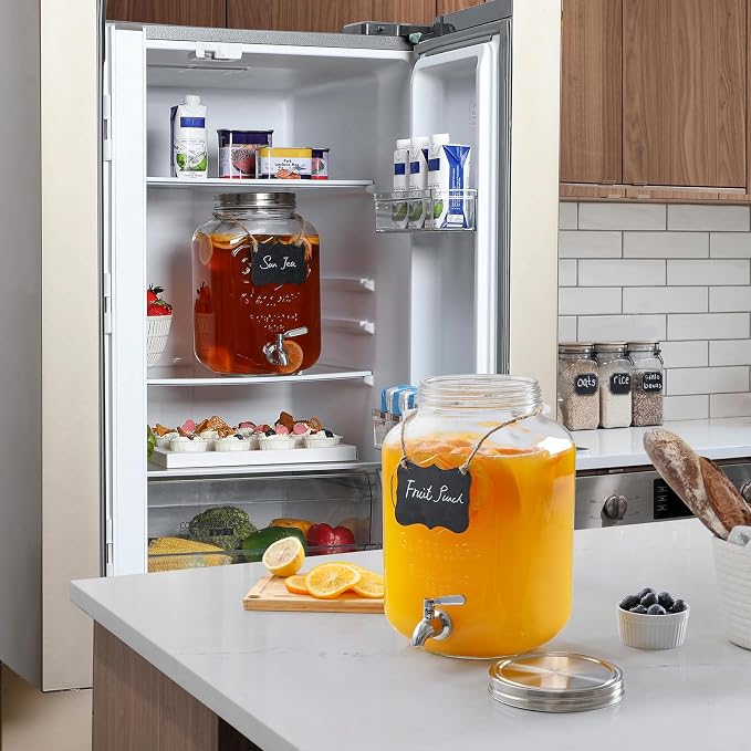 2 Gallon Glass Beverage Dispenser, 18/8 Stainless Steel Spigot and Lid - Image 6