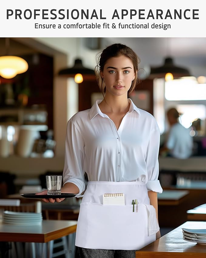 Syntus Server Apron for Men Women, Waitress Waist Apron - Image 7
