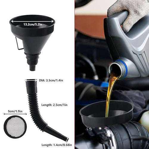 10 Pcs Automotive Funnels Set, Wide Mouth Fuel Funnels, Plastic Long Neck Oil - Image 2