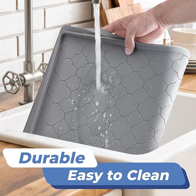 Jin&Bao Waterproof Under Sink Mat 31" x 22", Thick Silicone Mat Cabinet - Image 4
