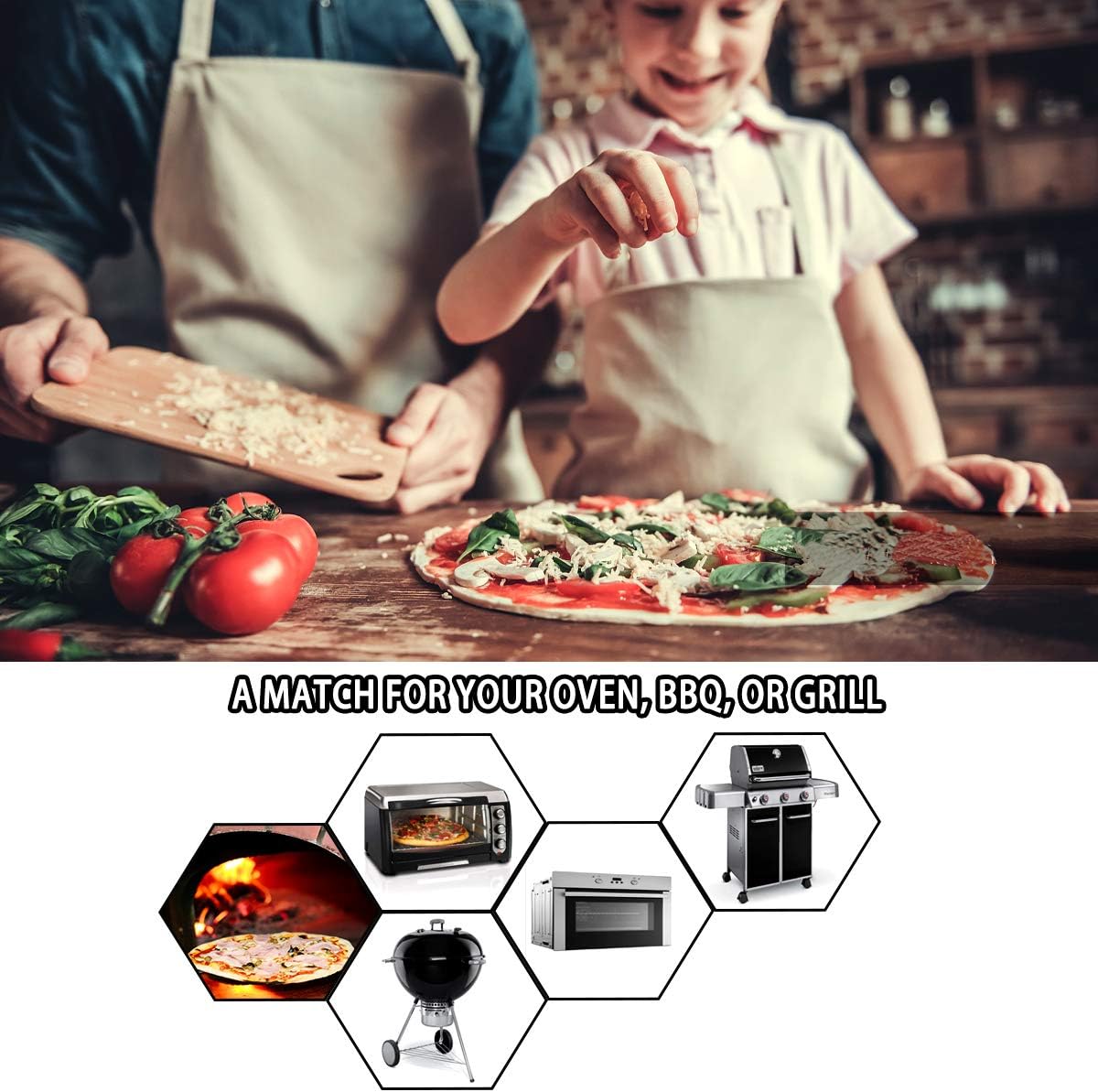 Onlyfire Pizza Stone for BBQ Oven and Grill - 15 x 12 Inch Rectangular Baking Stone Thermal Shock Resistant - Heavy Duty Large Ceramic Pizza Pan for Best Crispy Crust Pizza Bread