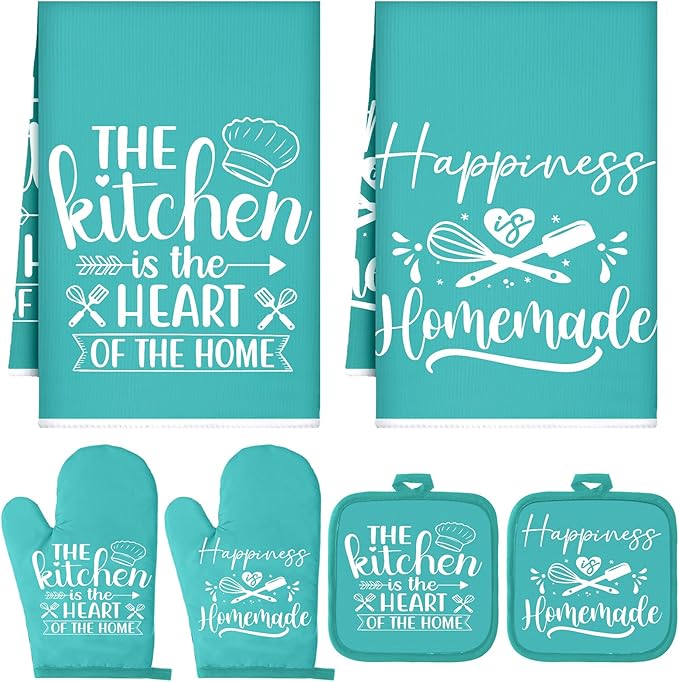 Sratte 6 Pcs Kitchen Decor Accessories Set Farmhouse Towels Pot Holders Oven by Sratte