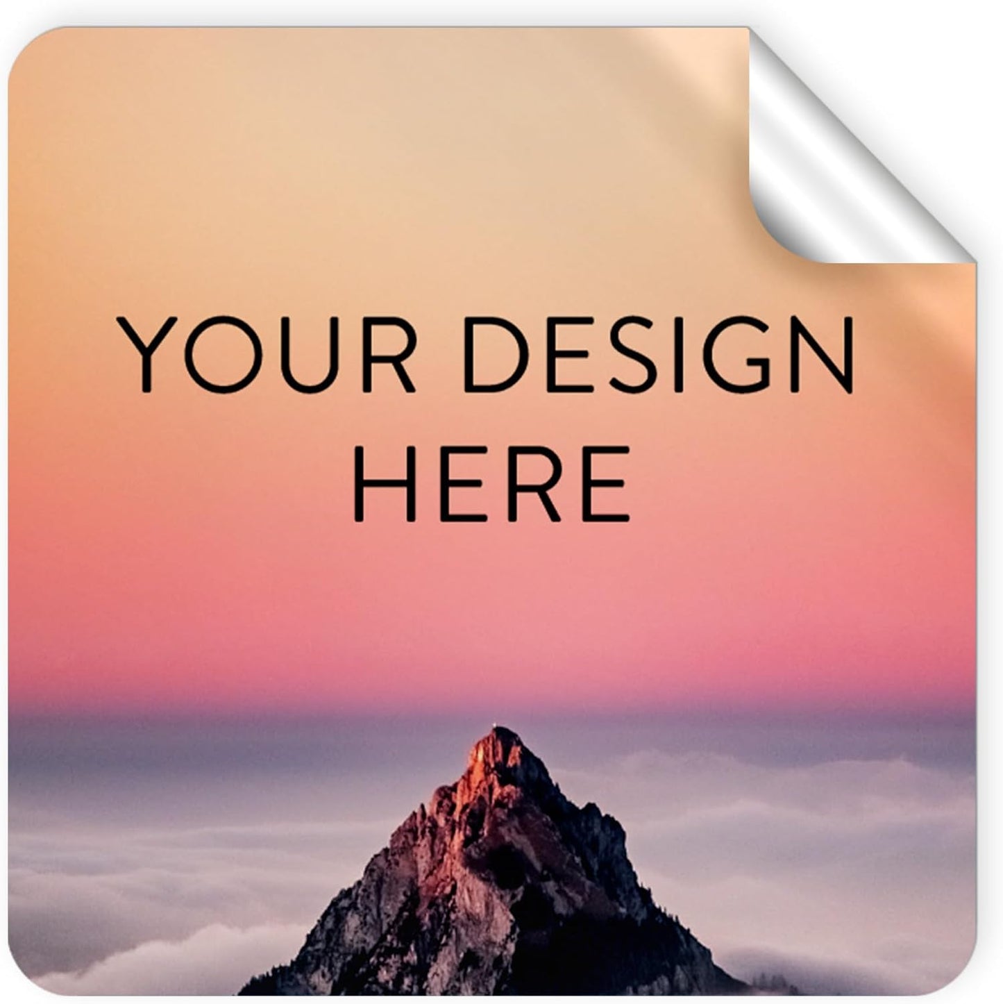 100 Custom Vinyl Stickers - Upload Your own Image, Text, Design, Logo - Personalized Logo Labels for Handmade, Packaging, Bottle, Jars, Candle, Brand Stickers (Mountain, 4x4 Square)