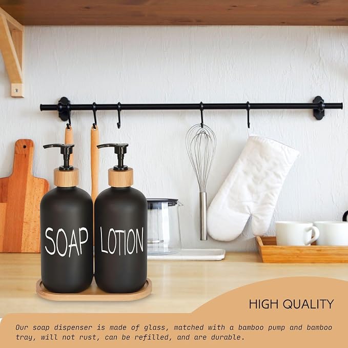 Black Soap Dispenser Bathroom Set, Set - Image 4