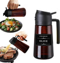 16oz Oil Dispenser Bottle for Kitchen - 2 in 1 Olive Oil Dispenser and Oil Sprayer - 470ml Olive Oil Bottle - Oil Sprayer for Cooking, Kitchen, Salad, Barbecue Black (Wine red with black lid)