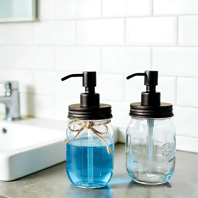 Amolliar Mason Jar Liquid Soap Dispensers, Rustproof Stainless Steel Mason Jar - Image 7