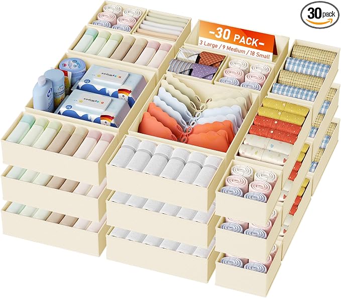 DIMJ Drawer Organizer Clothes, 30 Pack Dresser Organizer, Foldable Closet by DiMJ