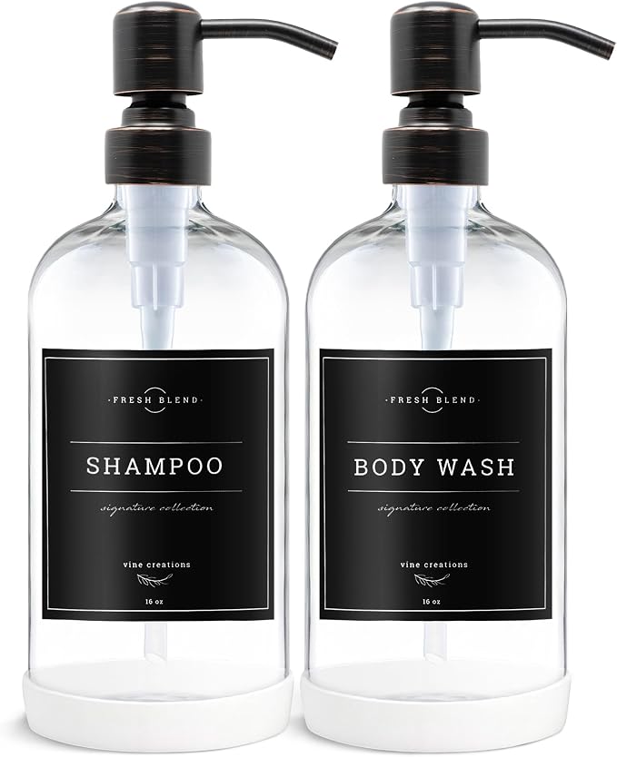 Vine Creations Clear Glass Soap Dispenser, 2 Pack Kitchen Soap Dispenser Set - Image 7