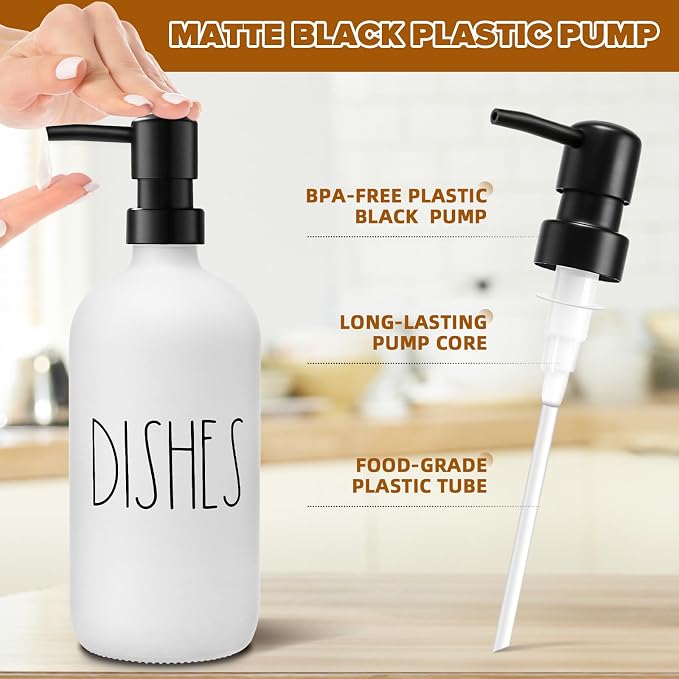 VIMERPA Dish Soap Dispenser, Matte White Soap Dispenser - Image 3