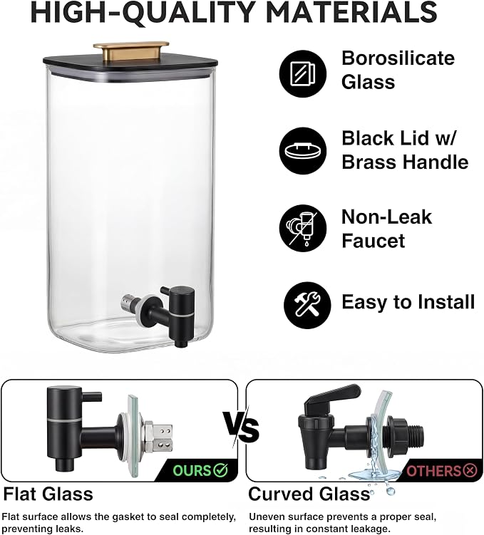 2 PCS 3 Gallon Drink dispenser, Glass Beverage Dispenser - Image 5