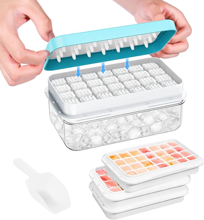 Ice Cube Tray with Lid and Bin, PHINOX 84 pcs Ice Trays by PHINOX