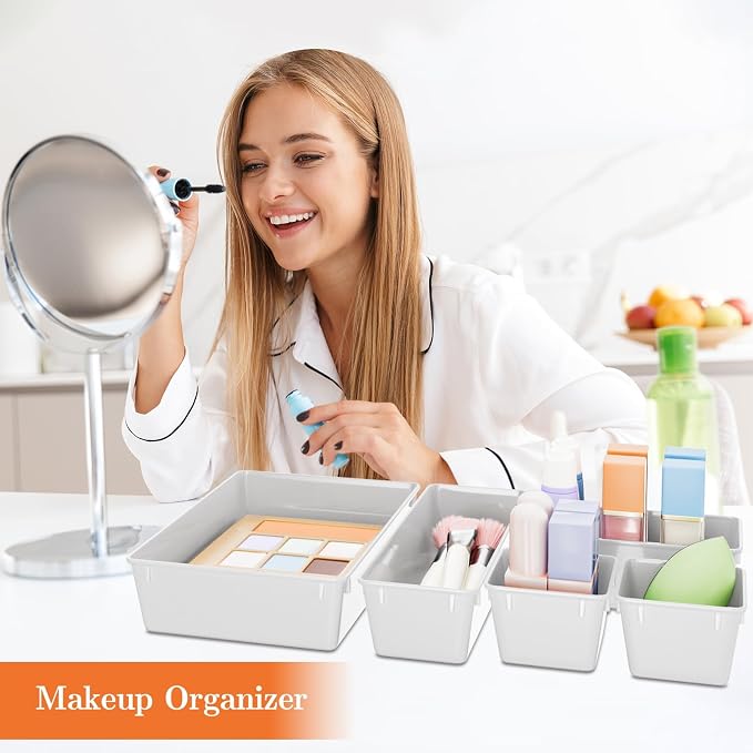 SpaceHacks 25 PCS Plastic Drawer Organizer Set, 4-Size Versatile Organizer - Image 5