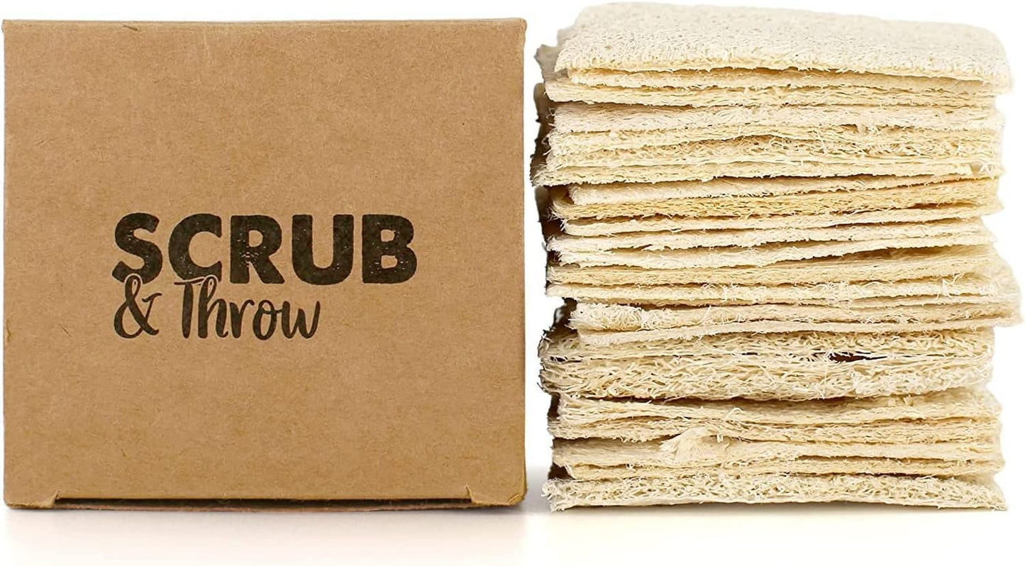 Scrub & Throw Scrub Sponges (30-Pack), Eco-Friendly, All-Purpose Household Natural Loofah Sponges, for Dishes, Cleaning, Biodegradable, Non-Scratch