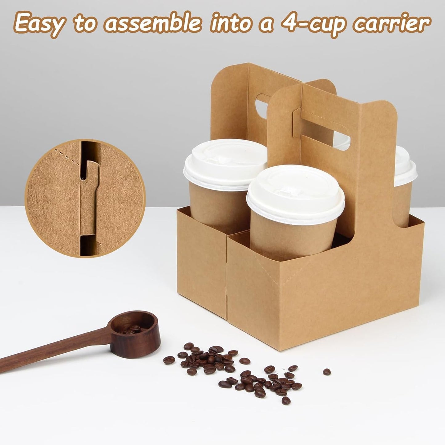 10 Pack 2 Cup Disposable Drink Carrier with Handle Paperboard Coffee Cup Holder Portable for Hot Cold Drinks Food Delivery Services with Heart Card for Teacher Appreciation Week Mother's Day