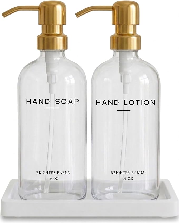 Luxury Glass Soap Dispenser Bathroom Set by Brighter Barns by BrighterBarns
