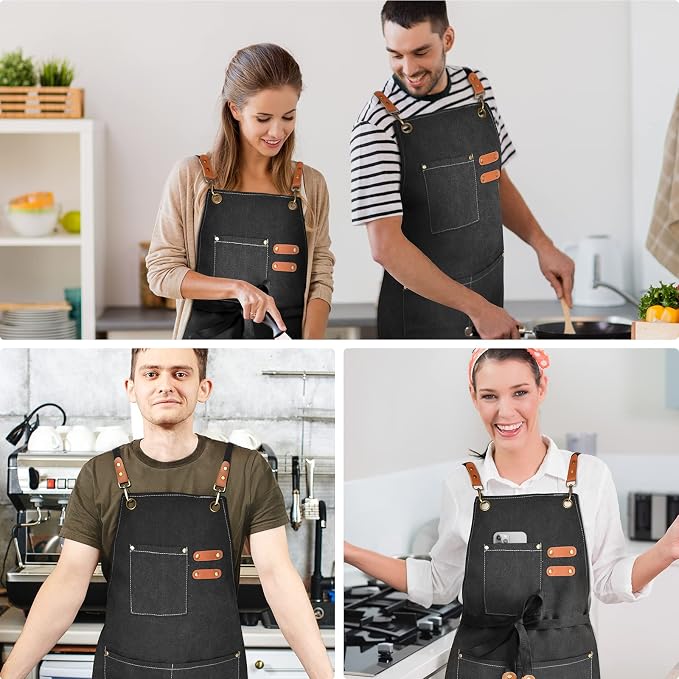 OUNLEN Chef Apron for Men Women Canvas Aprons - Image 6