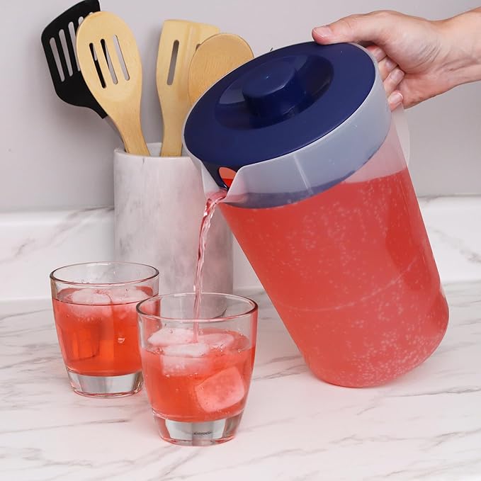 Water Pitcher with Lid 1 Gallon Pitcher, Freezer/Dishwasher Safe, BPA Free & - Image 2