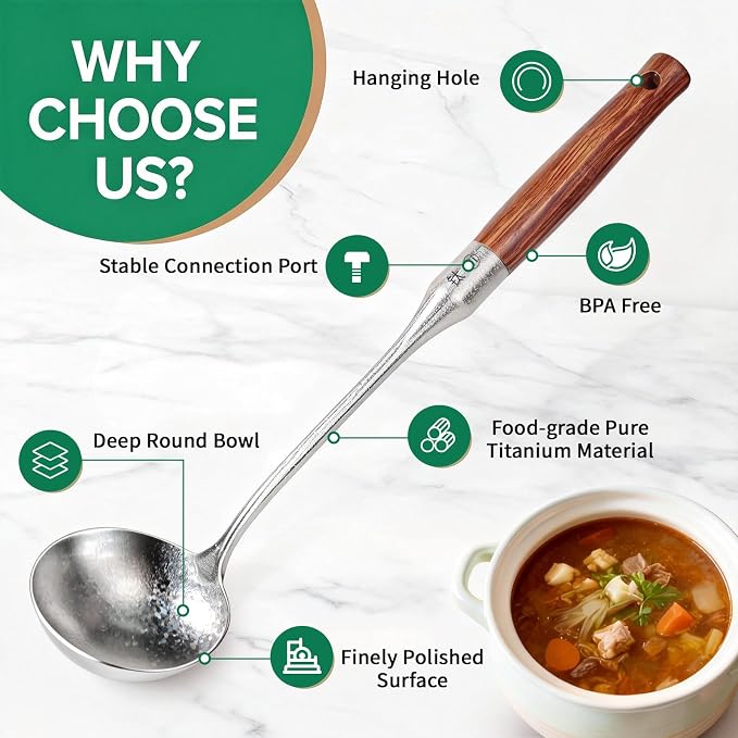 Newness Soup Ladle, Resilient Pure Titanium Soup Spoon - Image 2