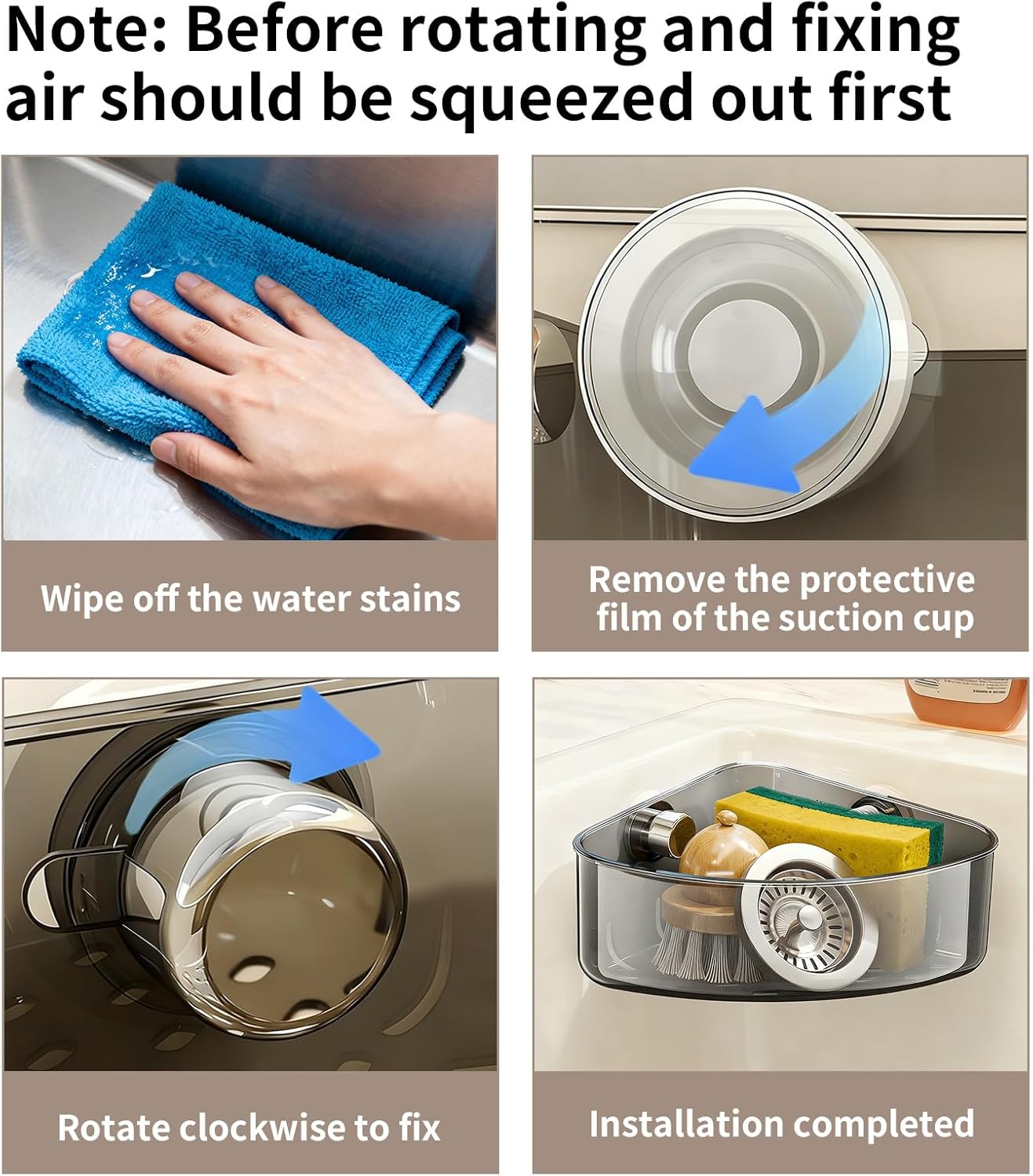 2PCS Suction Cup Sink Corner Rack,2 Size Suction Sinkware Organizer,Triangle Sink Strainer Basket with Drain Hole, Corner Sink Trash Catcher for Leak-Proof Food Waste Catcher for Clean Sink