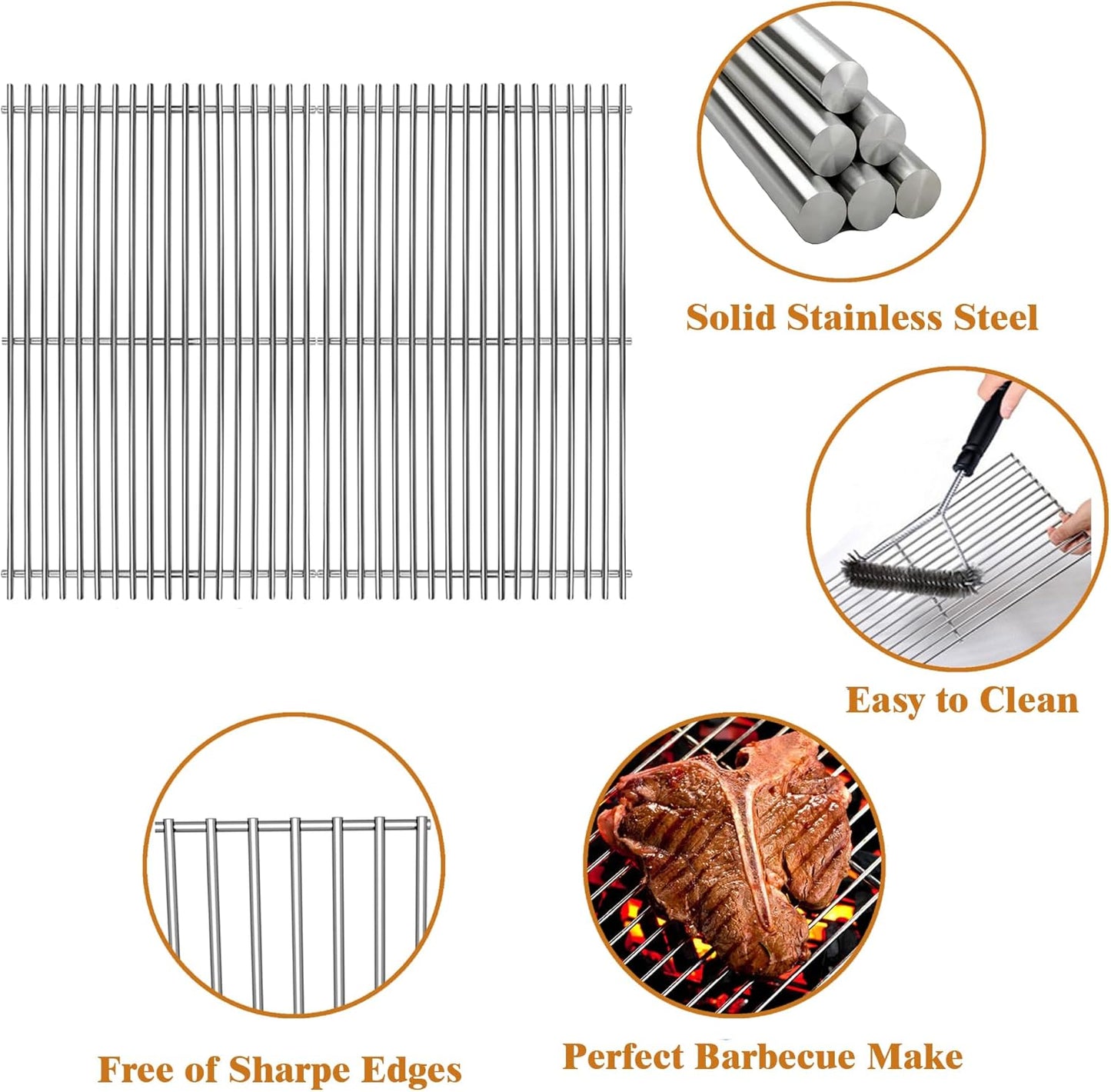 19.5" Stainless Steel Cooking Grates for Weber Genesis 300 Series, Weber Genesis Grill Parts for Genesis E310 E320 E330 S310 S320 S330, Replacement Parts for Weber 7528/7524