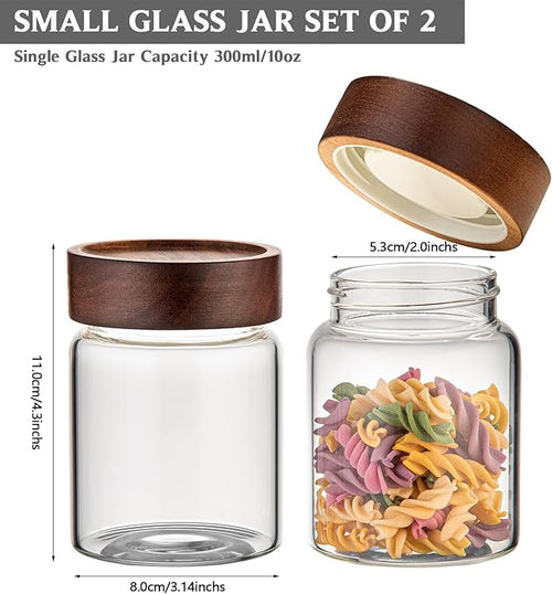 10 oz Small Glass Jars with Top Screw Lid Round Herb Coffee Bean Ground Storage - Image 2